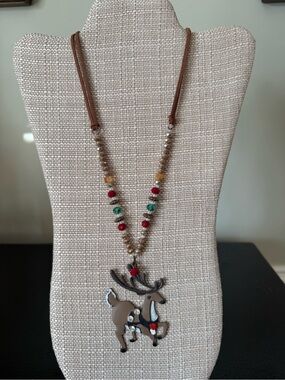 Whimsical Christmas Reindeer Necklace by Southern Junkie NWOT